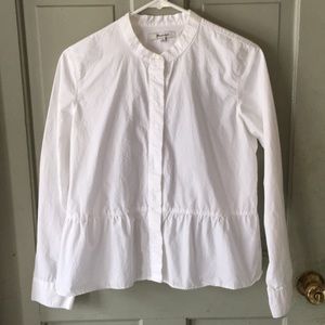Madewell Lakeside Peplum White Shirt, Size Medium